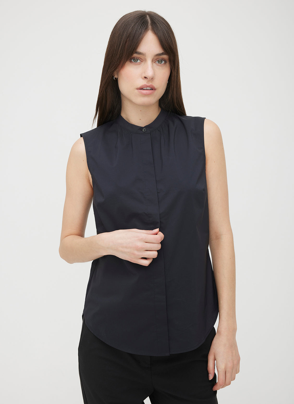 Marbella Sleeveless Poplin Shirt ?? | S || Black