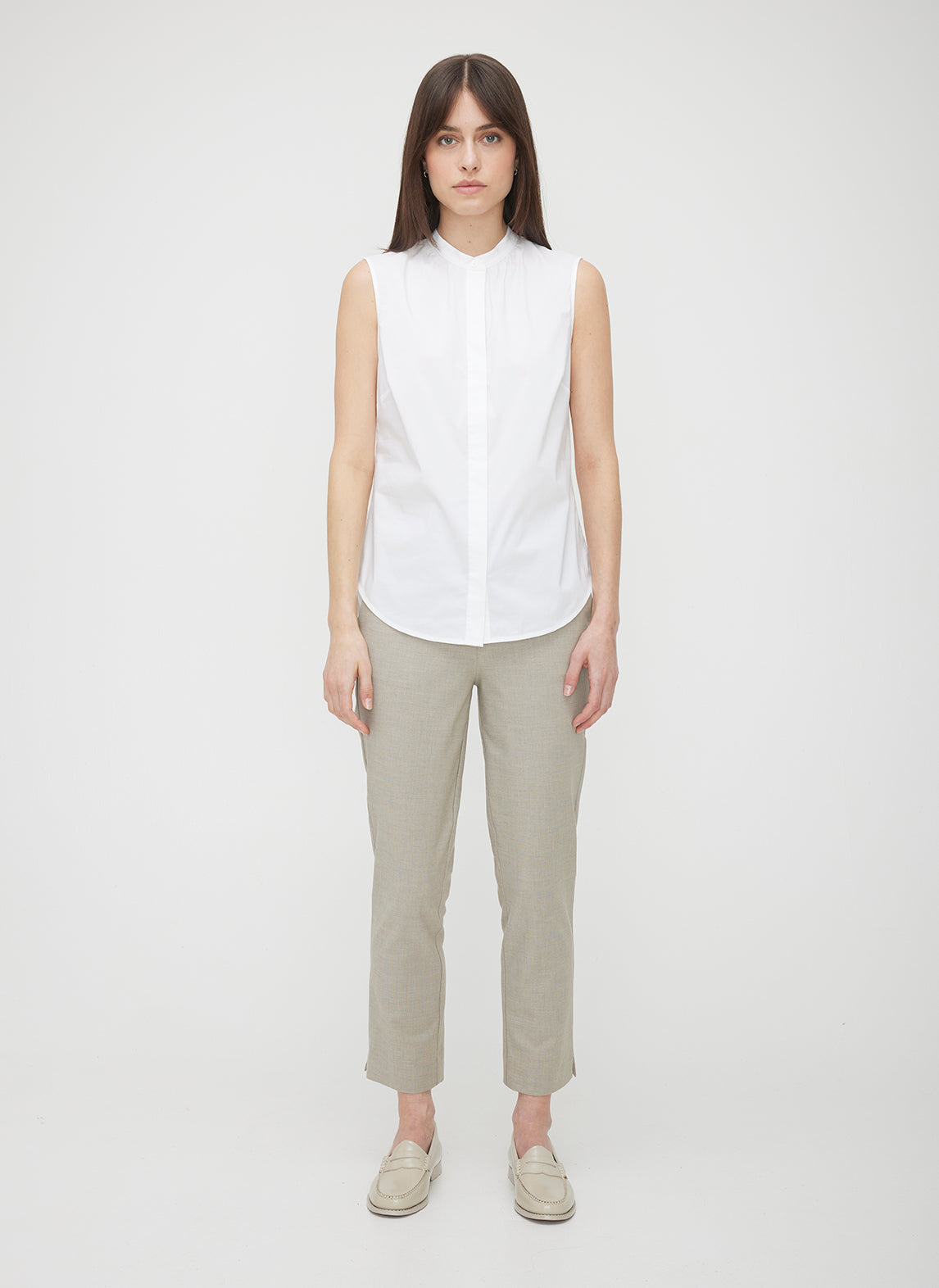 Marbella Sleeveless Poplin Shirt ?? | S || Bright White