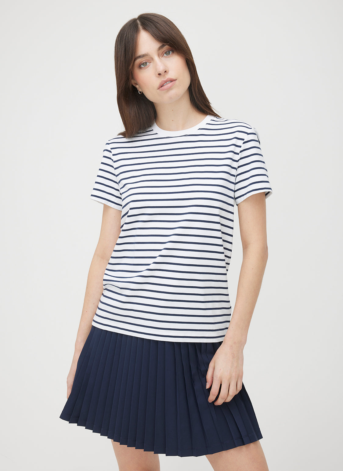 Soho Crew Neck Tee ?? | S || Bright White/Navy Stripe