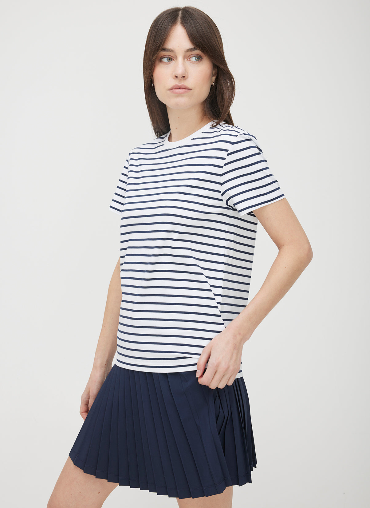 Soho Crew Neck Tee ?? | S || Bright White/Navy Stripe