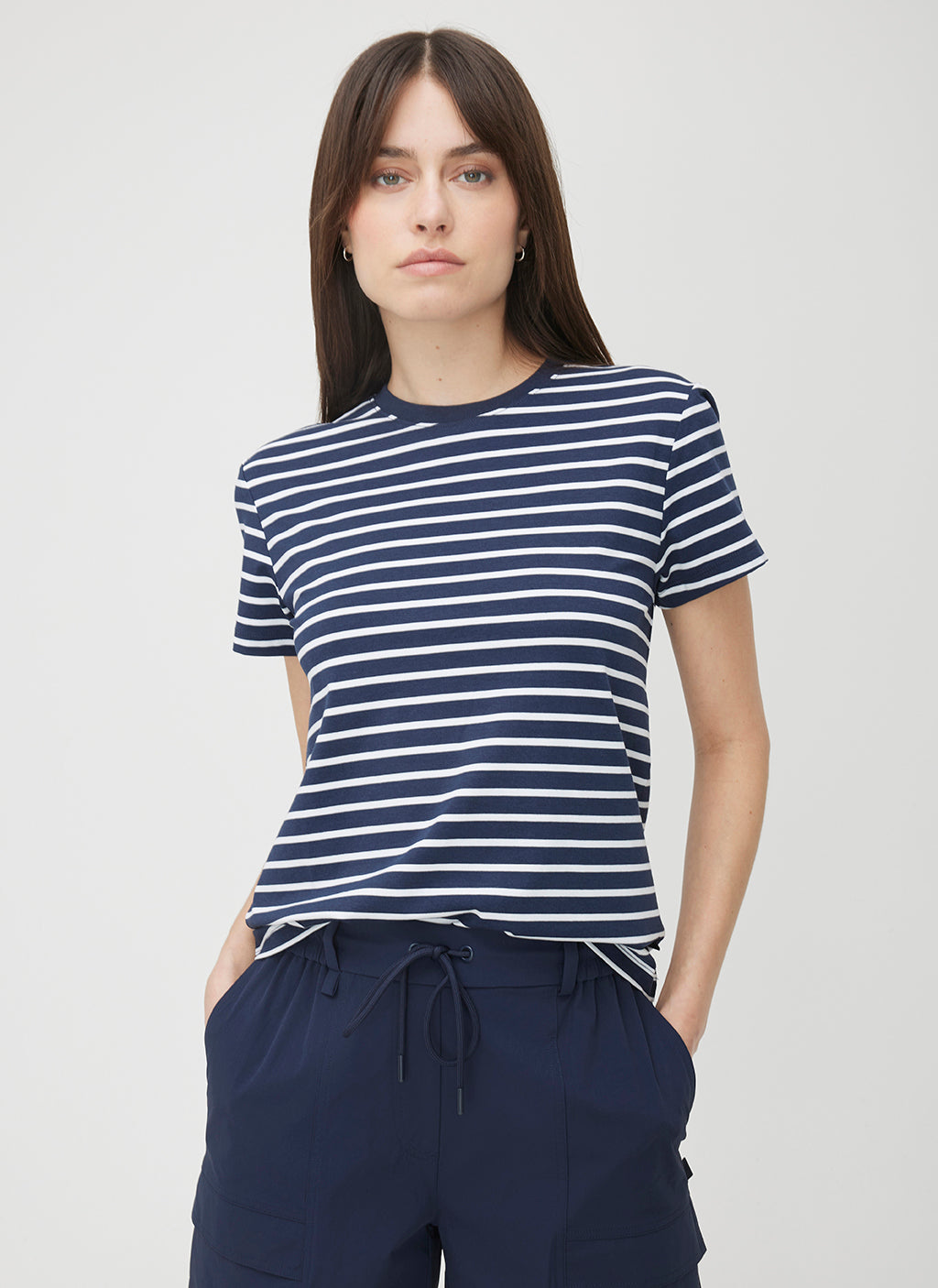 Soho Crew Neck Tee ?? | S || Navy/Bright White Stripe
