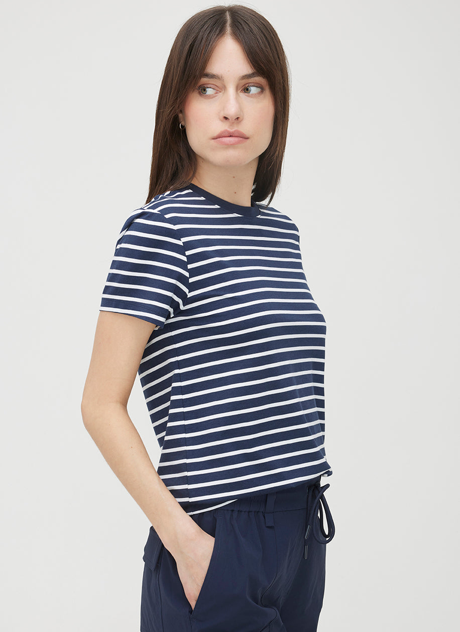 Soho Crew Neck Tee ?? | S || Navy/Bright White Stripe
