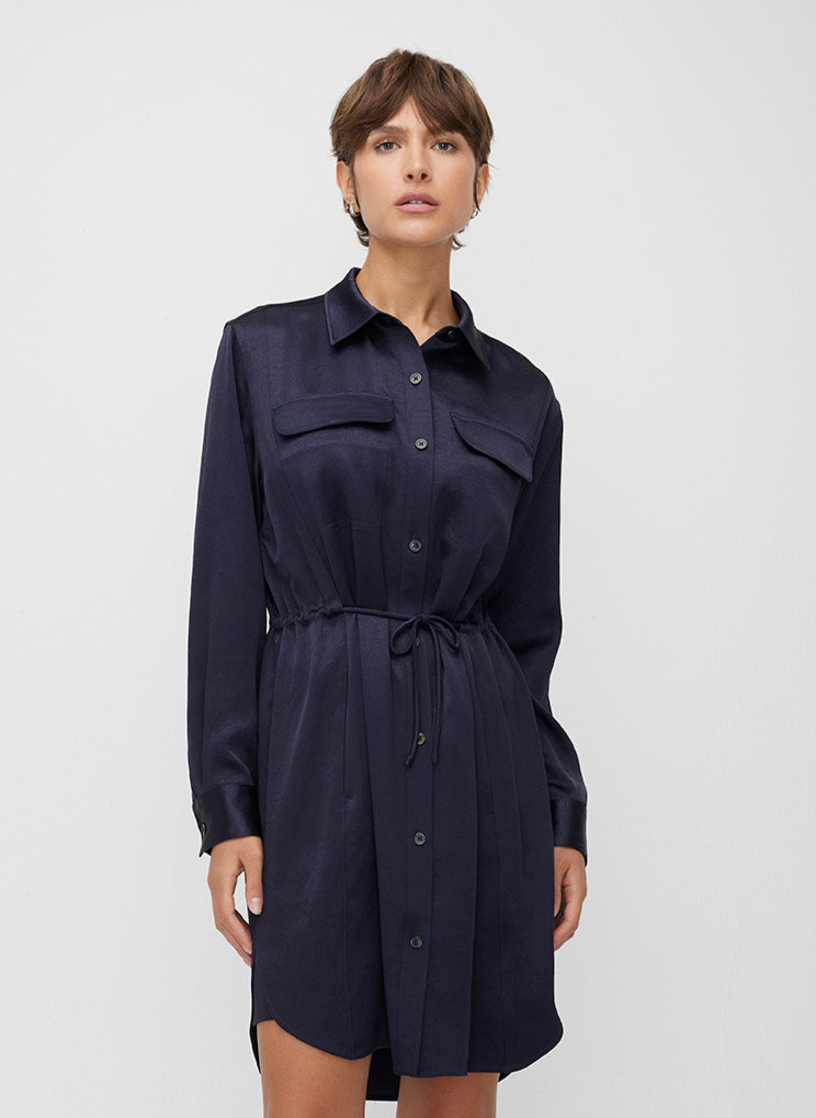 Utility Satin Shirt Dress